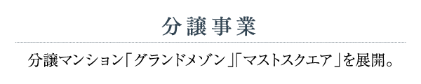 分譲事業 分譲マンション「グランドメゾン」「マストスクエア」を展開。
